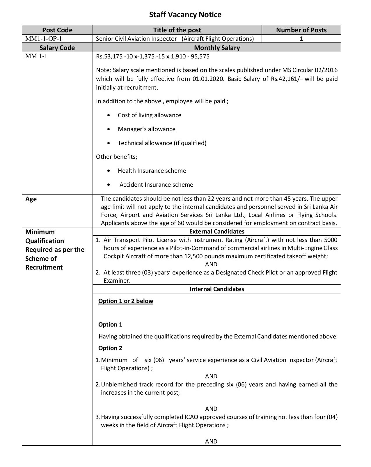 Senior Civil Aviation Inspector (Aircraft Flight Operations, Airline Security) - Civil Aviation Authority